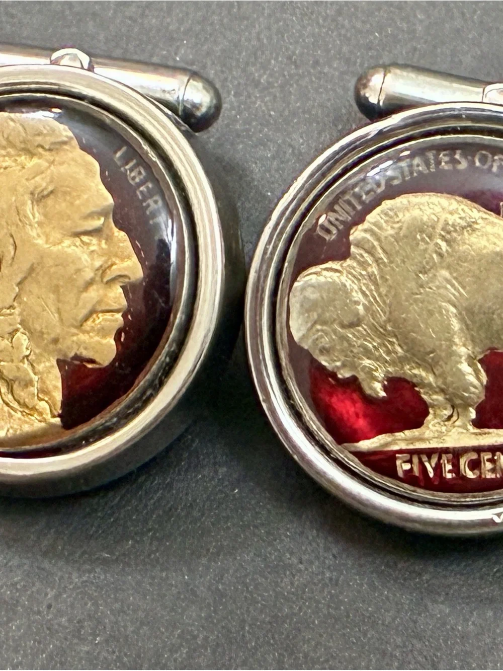 Vintage WEH Walter E Hayward Sterling Silver 1937 Buffalo Nickel Cufflinks